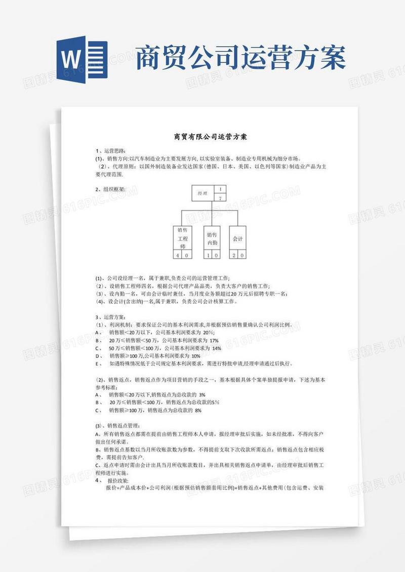 好用的商贸公司运营方案【整理精品范本】