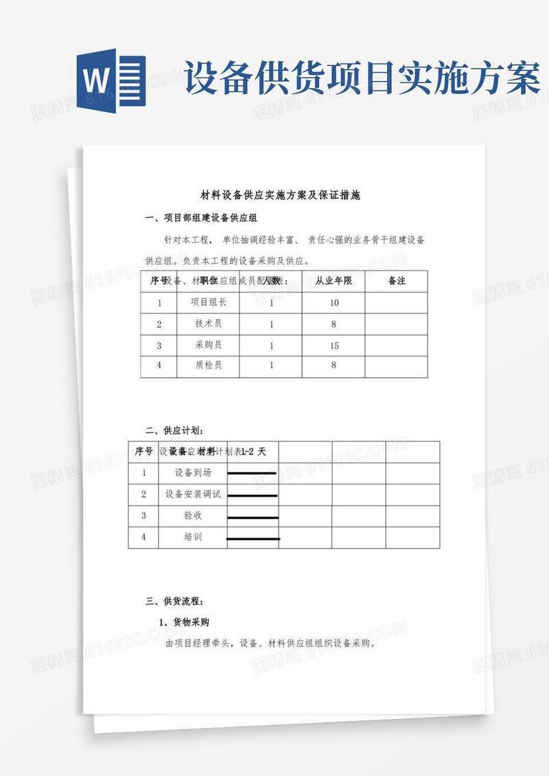 简洁的材料设备的供应实施方案
