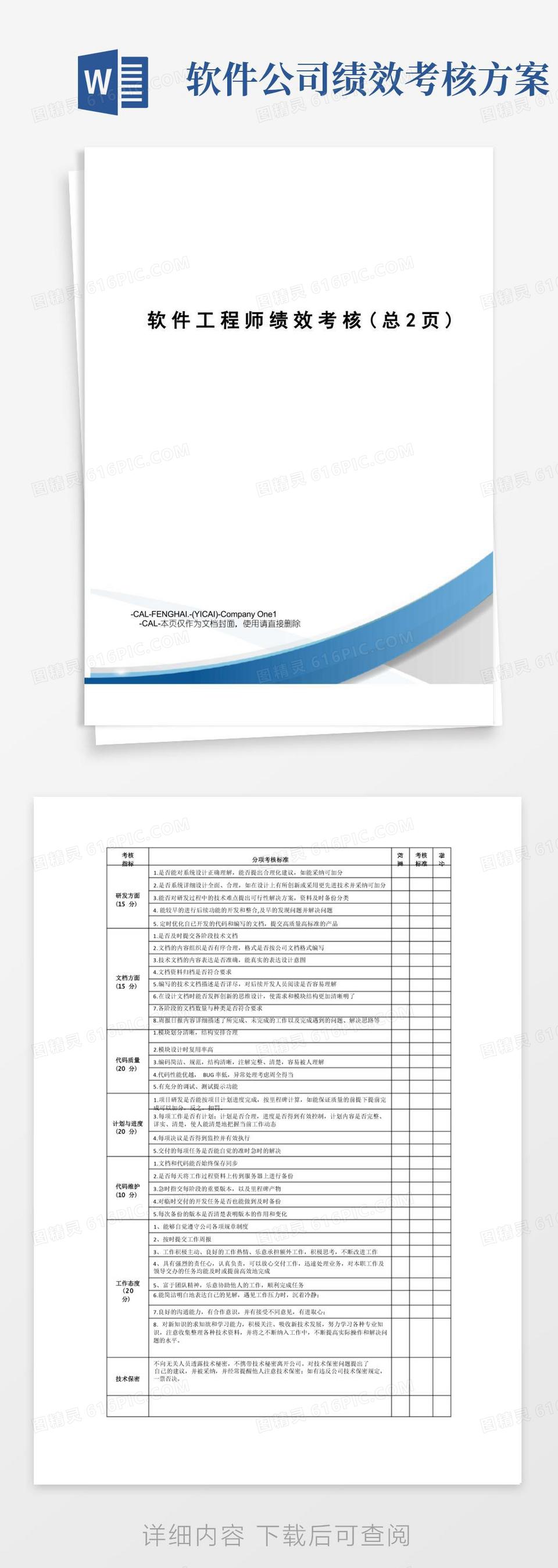 好用的软件工程师绩效考核word模板免费下载_编号z2ma9p7d4_图精灵