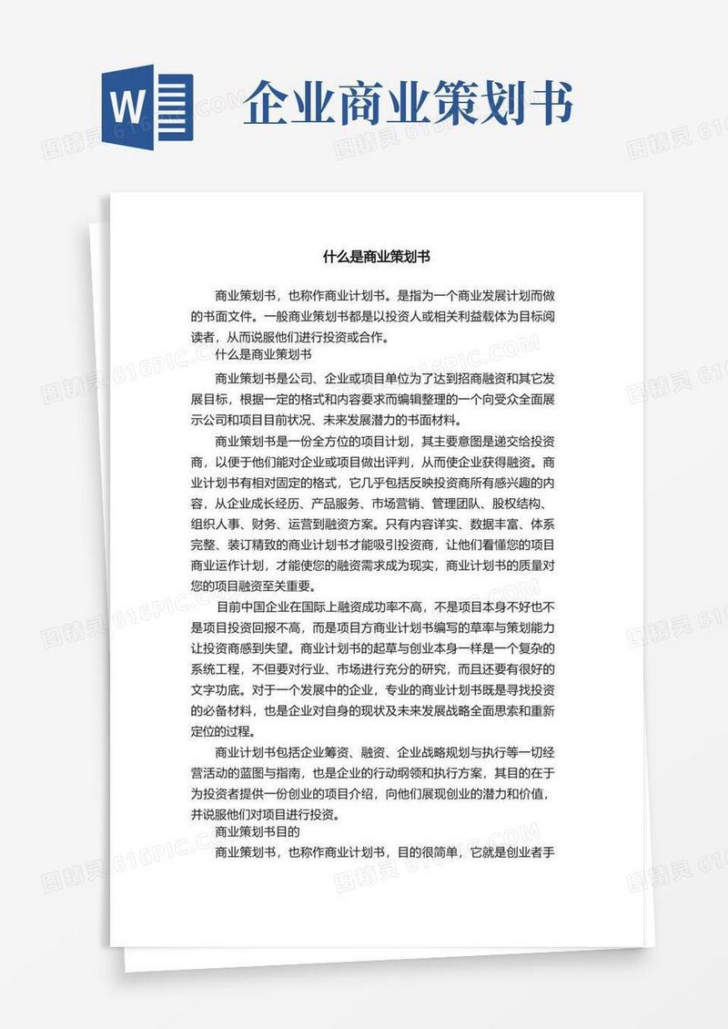 大气版什么是商业策划书