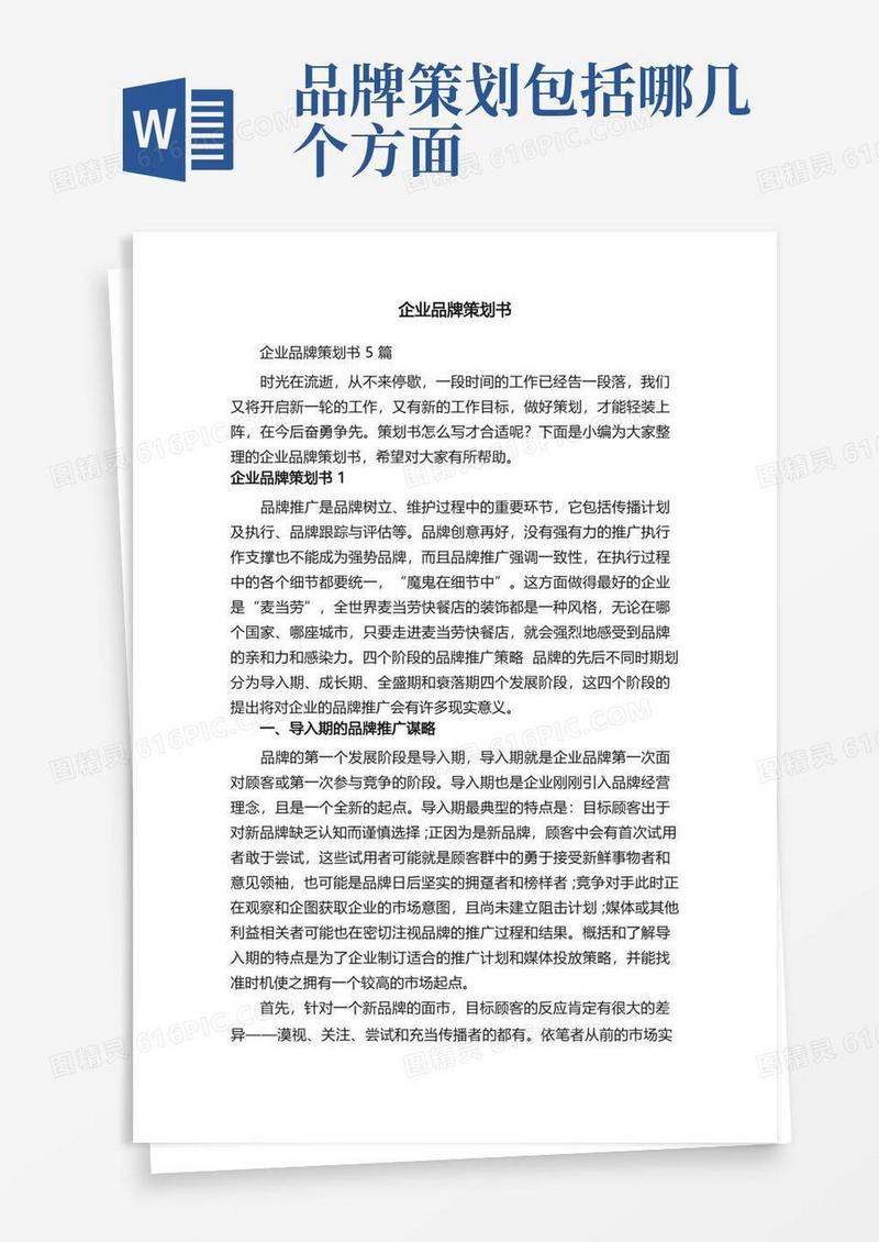 大气版企业品牌策划书5篇