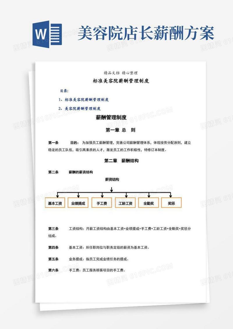 实用的标准美容院薪酬管理制度
