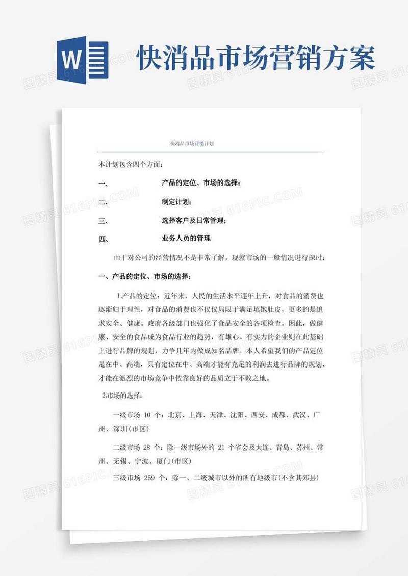 简洁的快消品市场营销计划