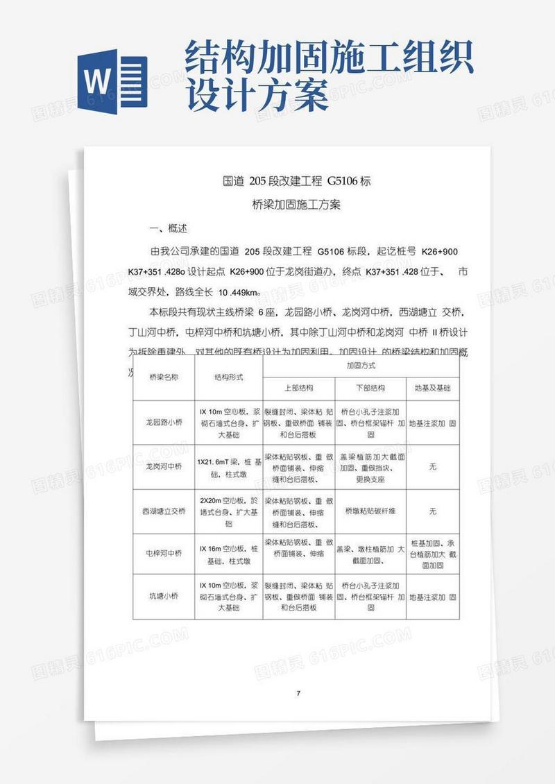 通用版桥梁加固工程施工组织设计方案