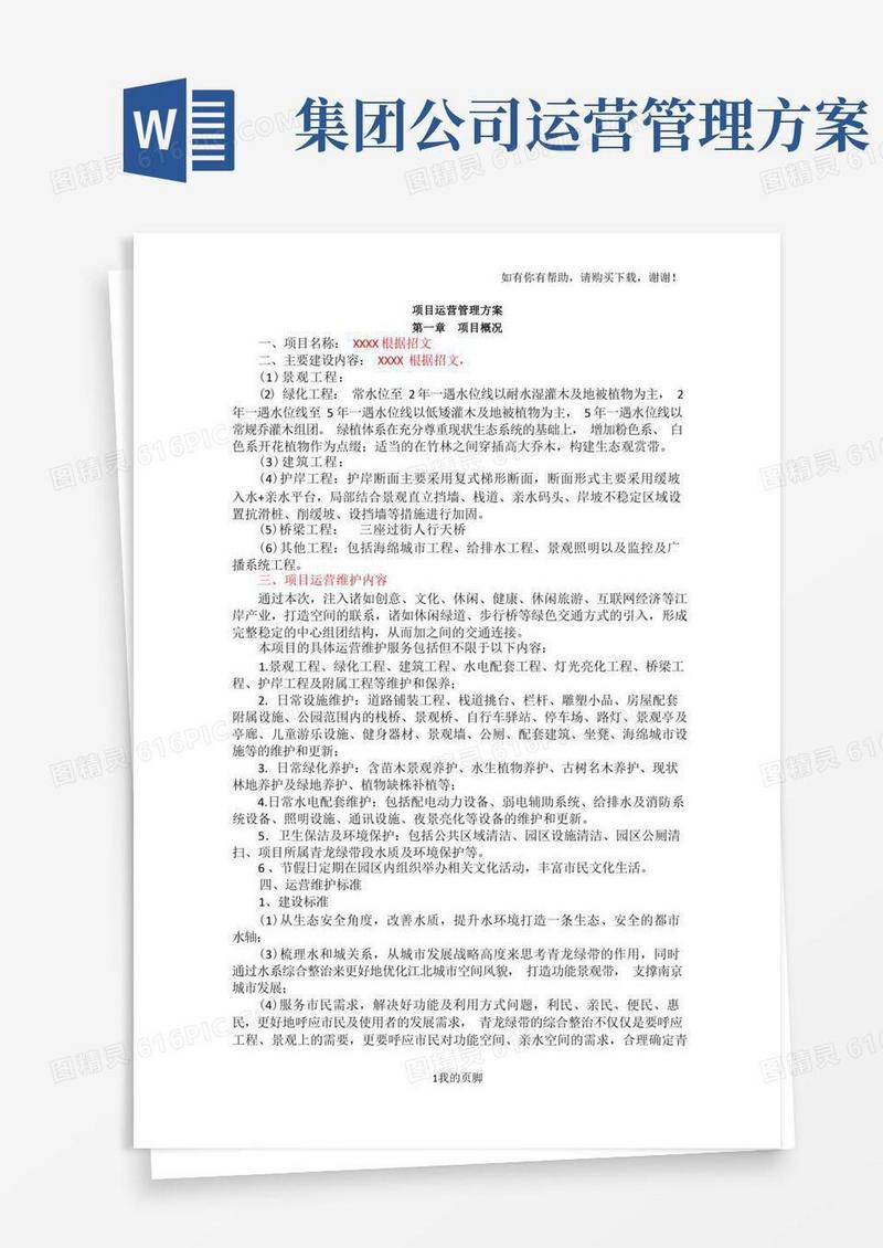简易版某公司项目运营管理方案(DOC46页)