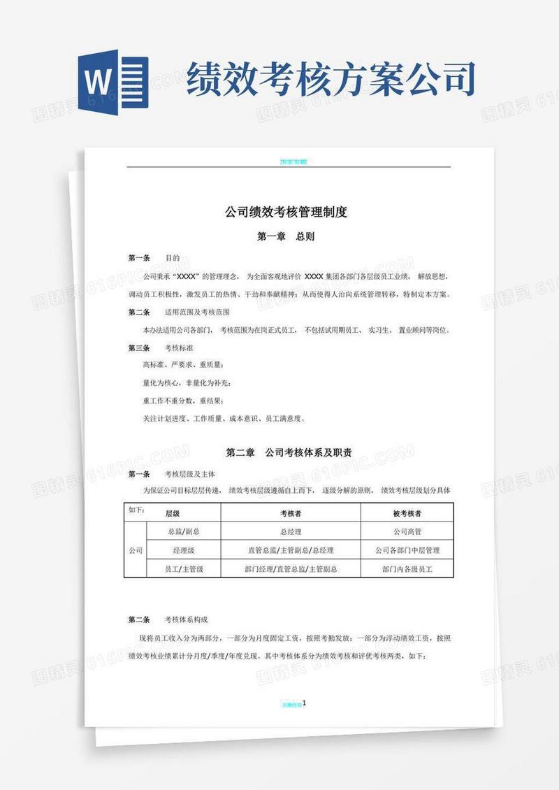 实用的公司绩效考核方案(完整版)