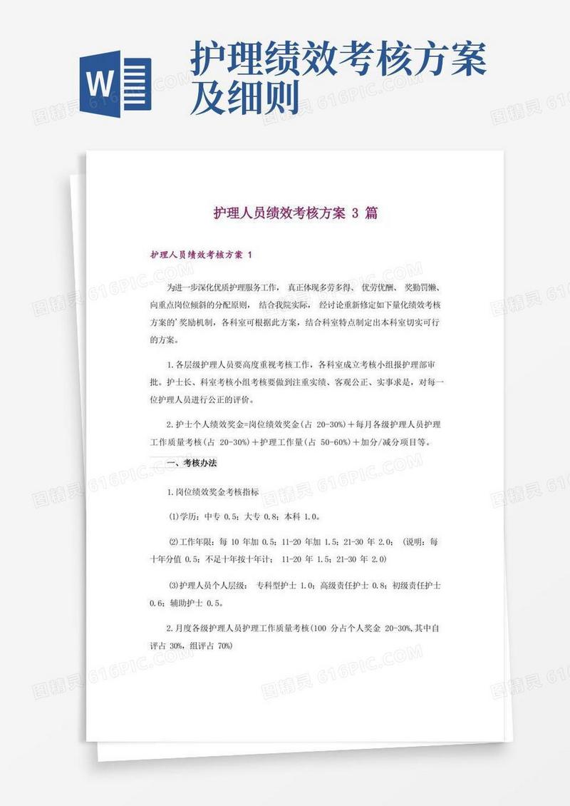简洁的护理人员绩效考核方案3篇
