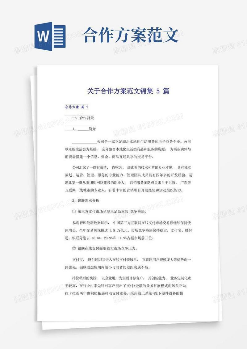 好用的关于合作方案范文锦集5篇