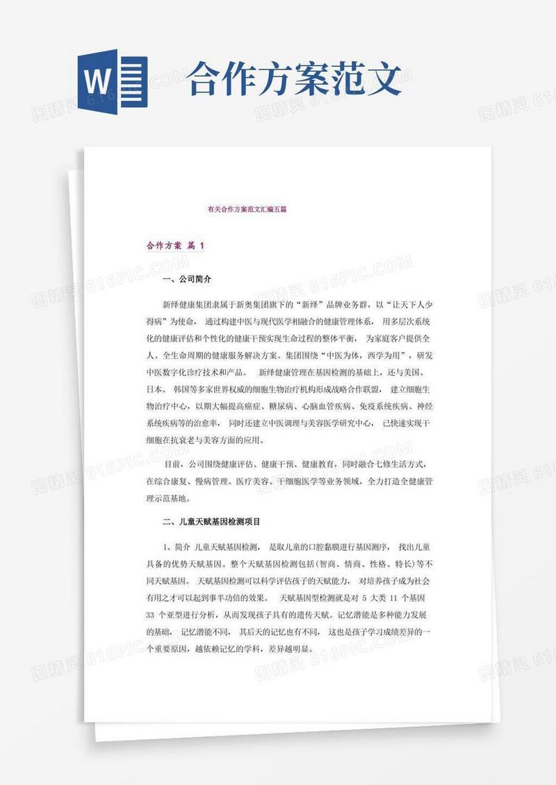 实用的有关合作方案范文汇编五篇