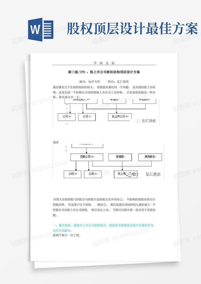 简易版拟上市公司股权结构顶层设计方案.pdf