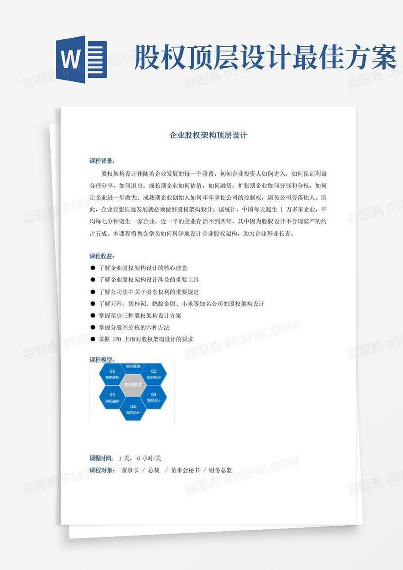 简洁的《企业股权架构顶层设计》