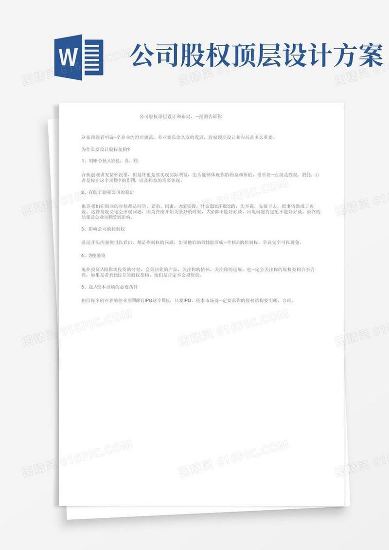 好用的公司股权顶层设计和布局，一张图告诉你