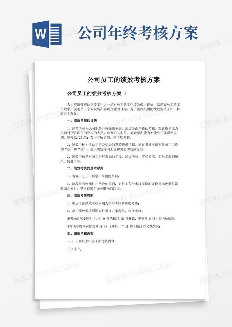 实用的公司员工的绩效考核方案