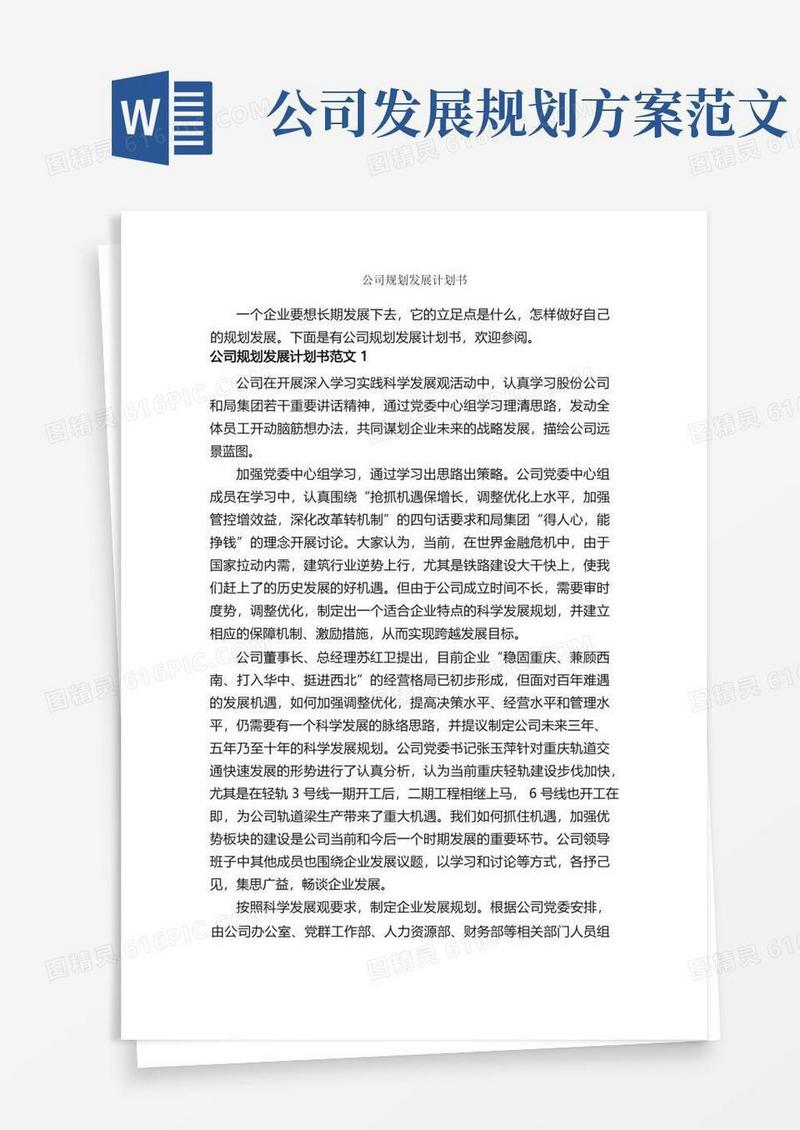 大气版公司规划发展计划书