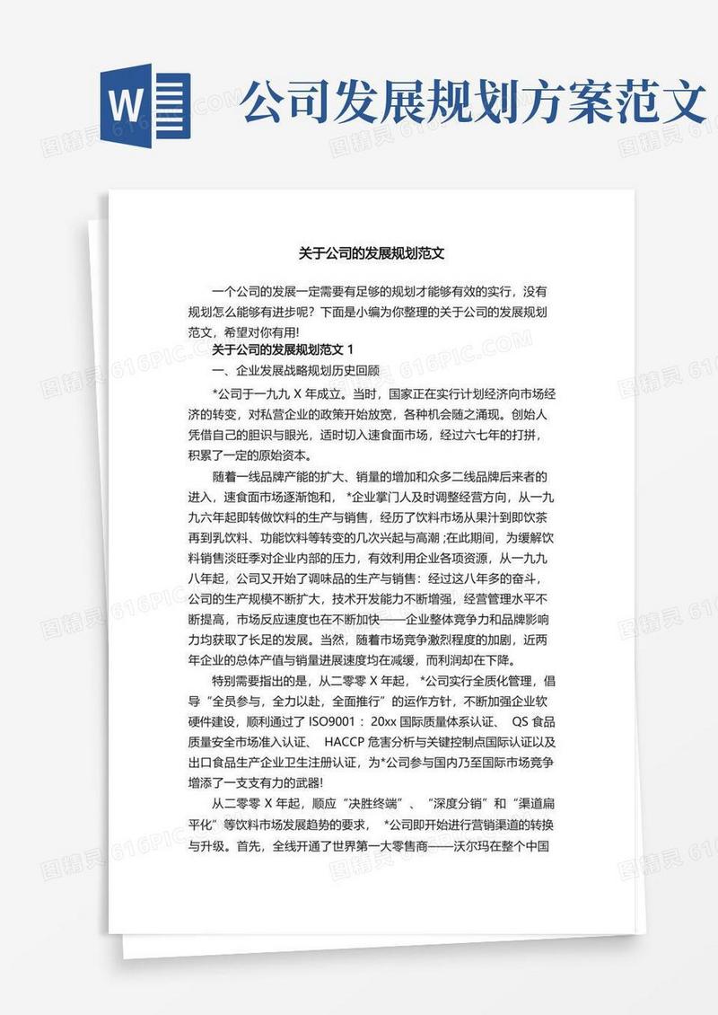 实用的关于公司的发展规划范文