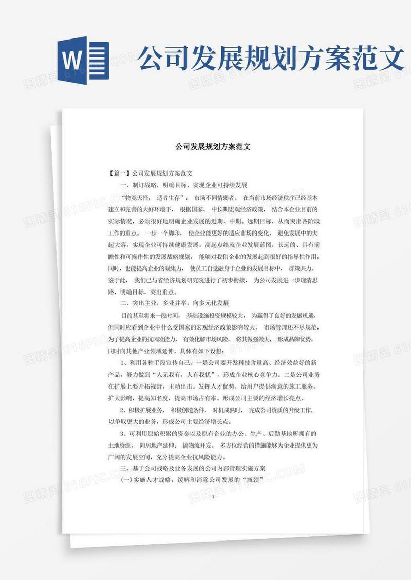 方便的公司发展规划方案范文
