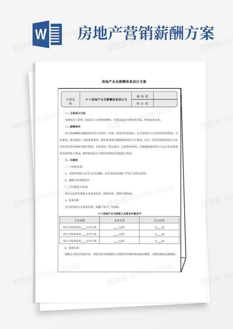 方便的房地产企业薪酬体系设计方案