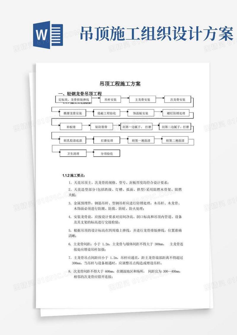 通用版吊顶工程施工方案