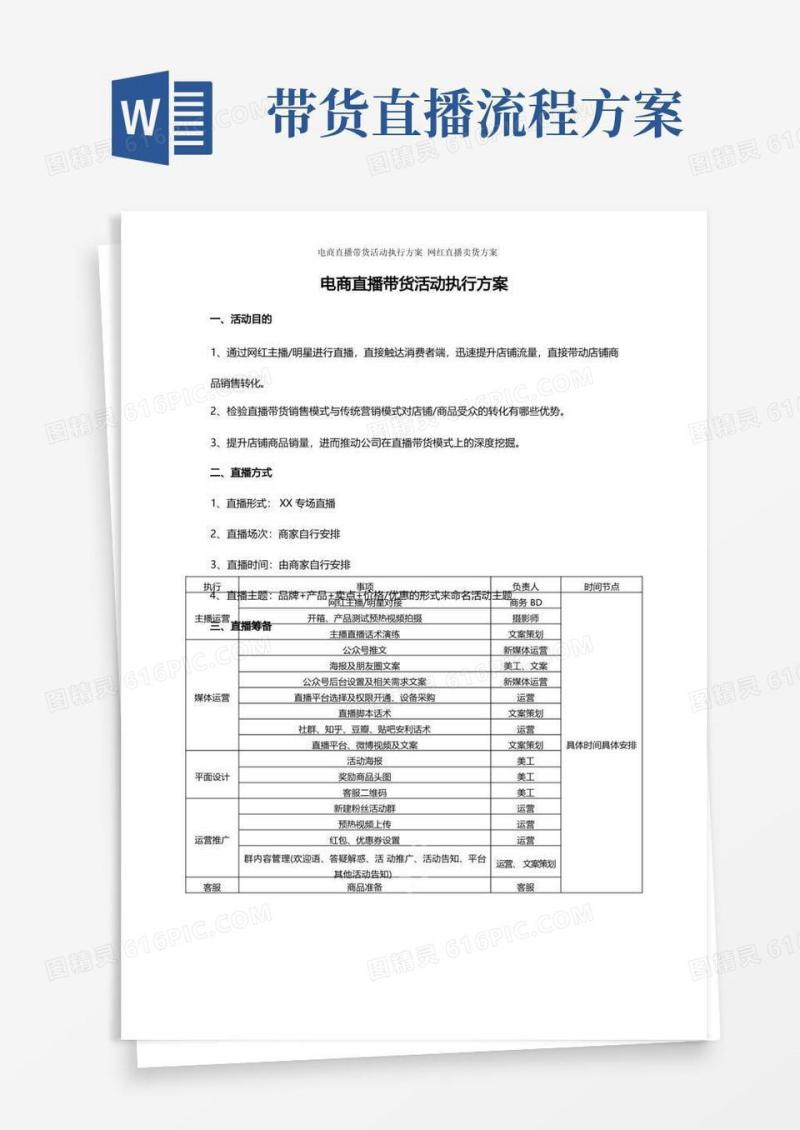 好用的电商直播带货活动执行方案网红直播卖货方案