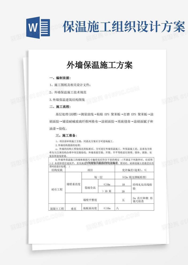 简洁的EPS板外墙外保温工程施工组织设计方案
