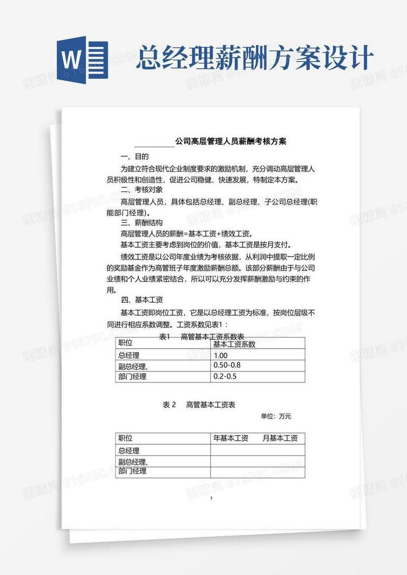 方便的(完整版)高管人员薪酬方案