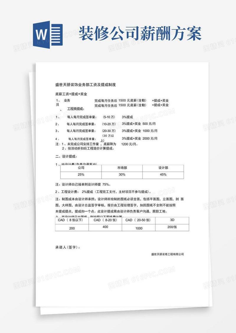 装饰公司工资及提成制度