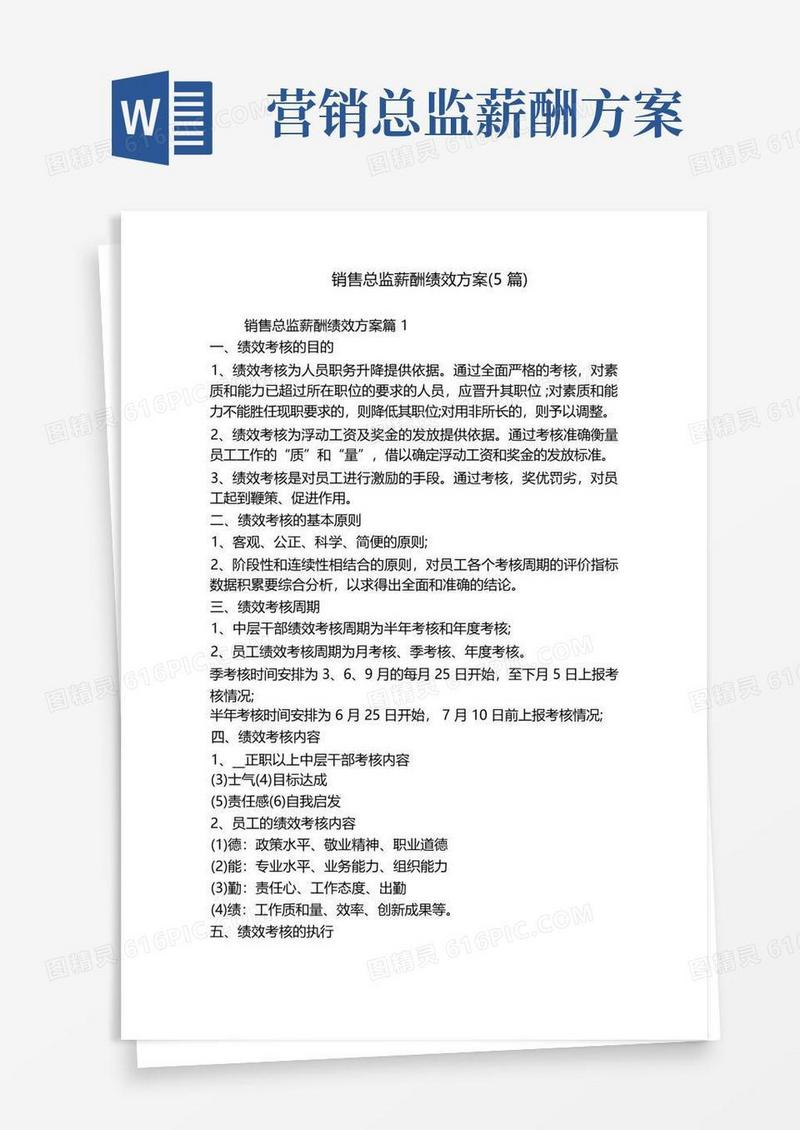 销售总监薪酬绩效方案(5篇)