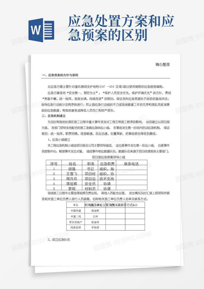 应急预案及应急处理措施