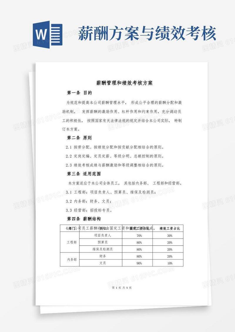 薪酬管理和绩效考核方案