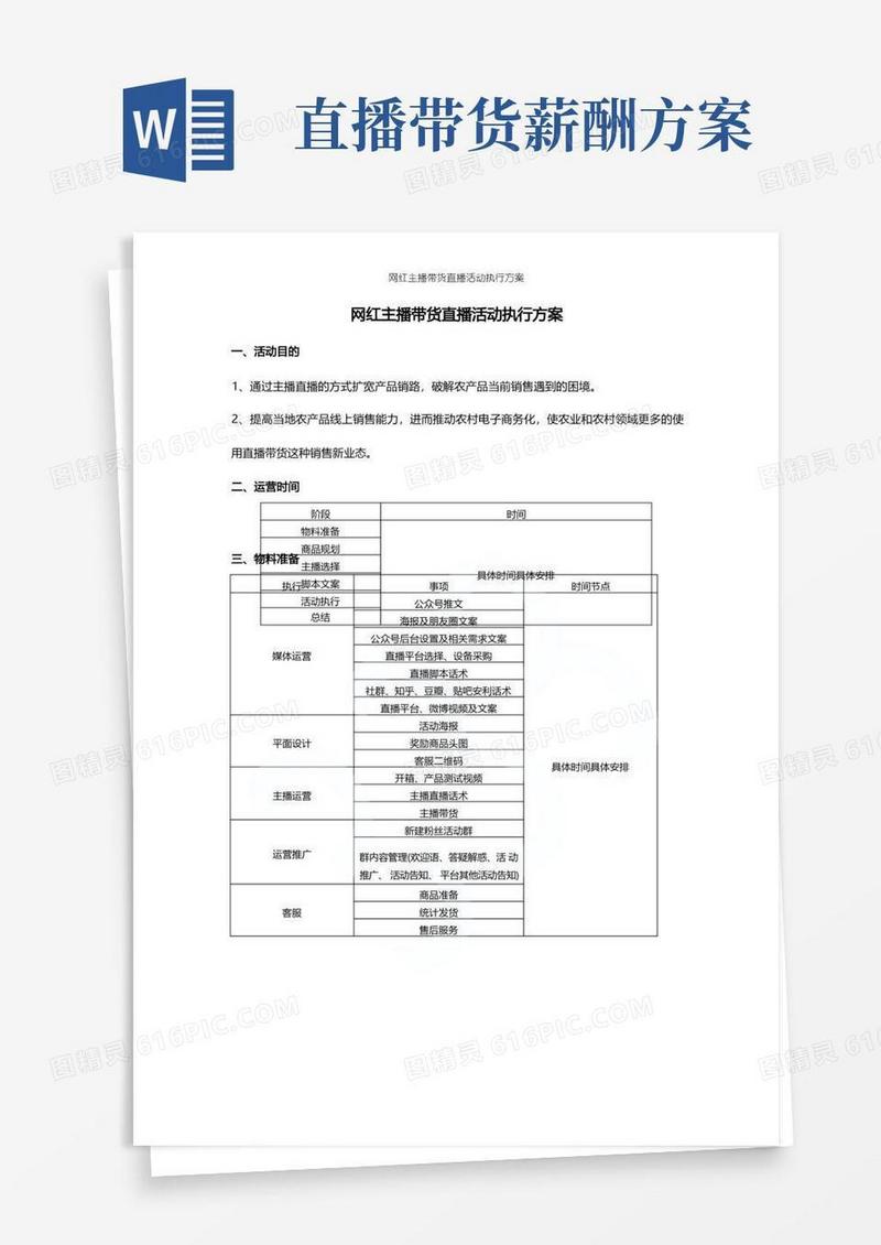 网红主播带货直播活动执行方案