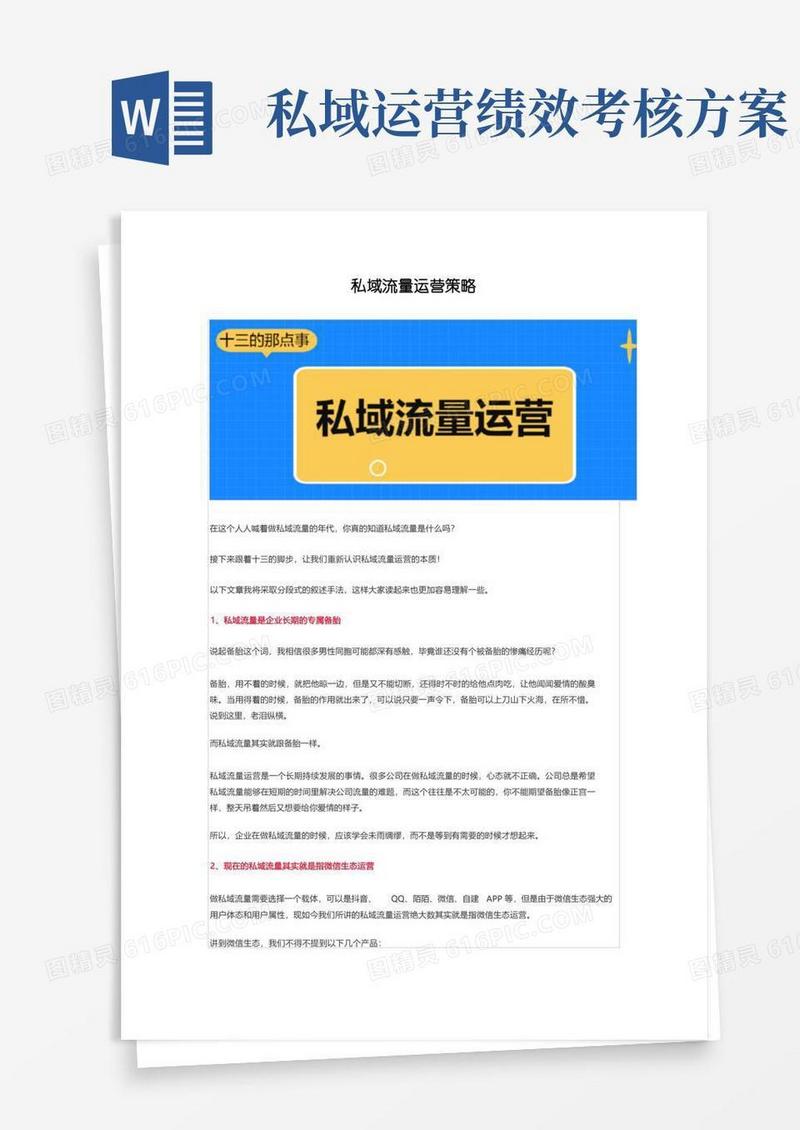 私域流量运营策略方案
