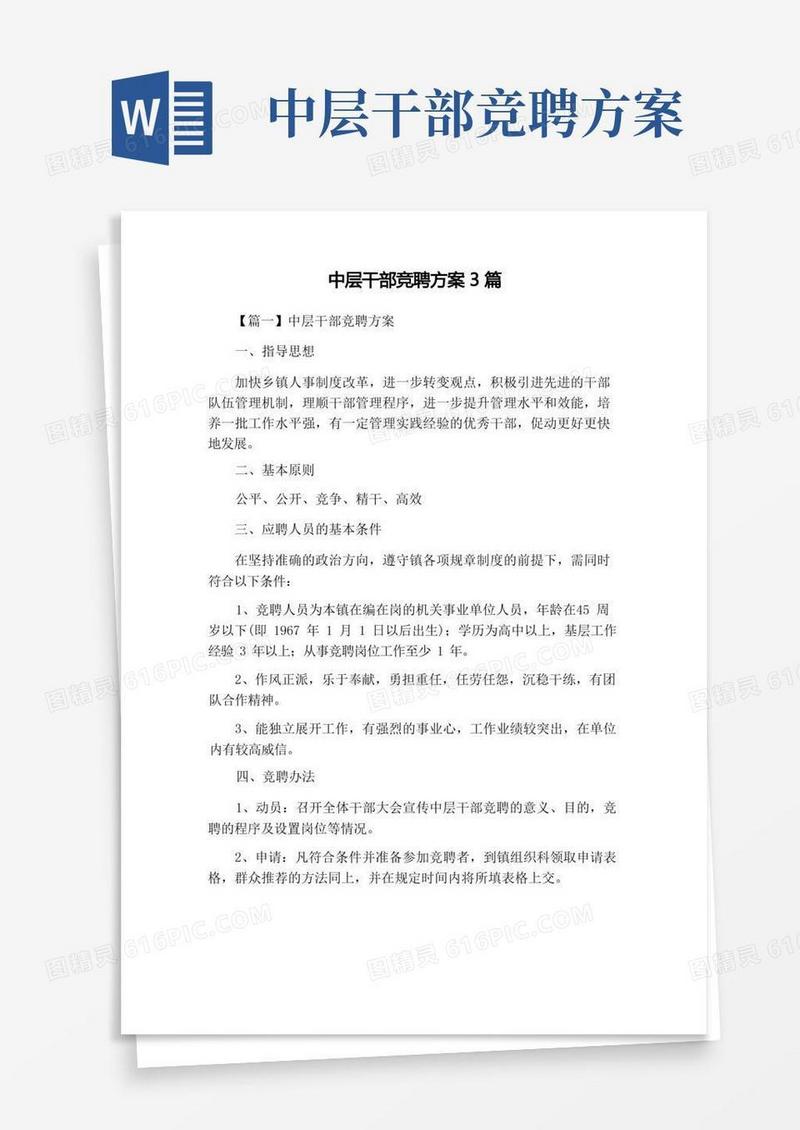 中层干部竞聘方案3篇