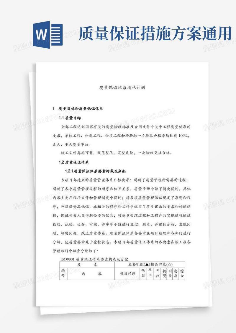 质量保证措施方案及质量保障措施和创优计划通用