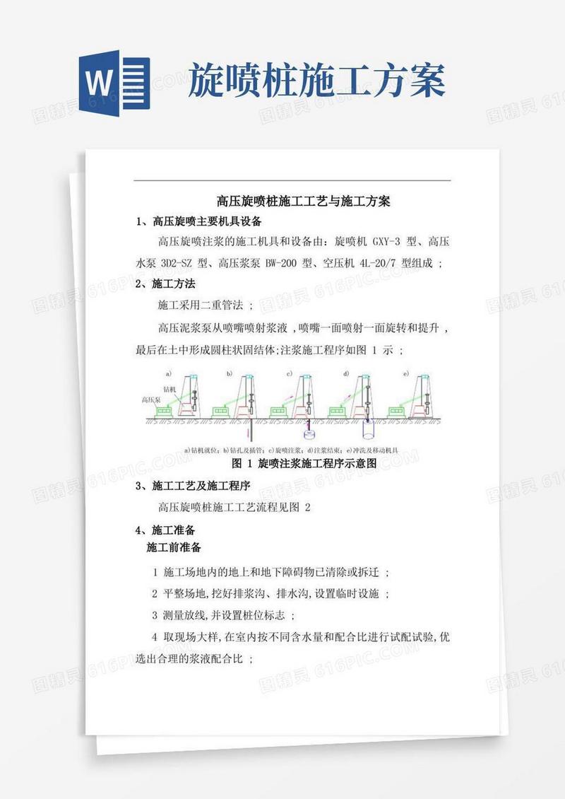 高压旋喷桩施工工艺与施工方案