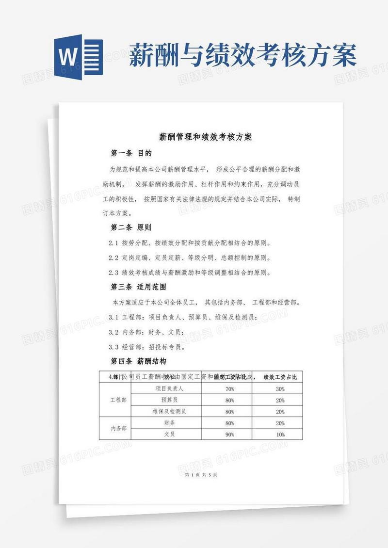 薪酬管理和绩效考核方案