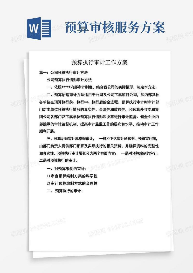 预算执行审计工作方案