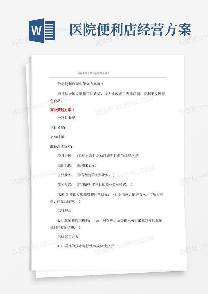 便利店商业策划方案范文例文