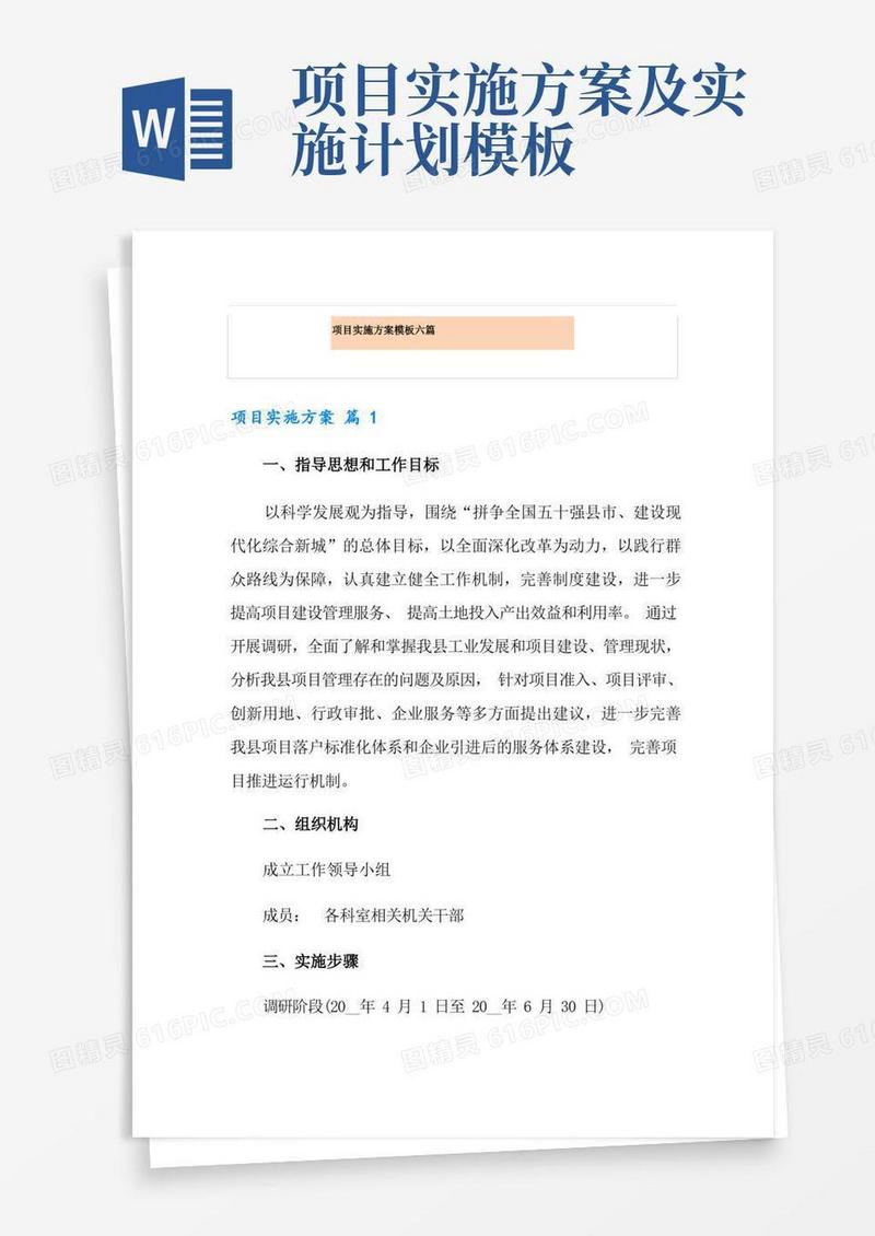 项目实施方案模板六篇