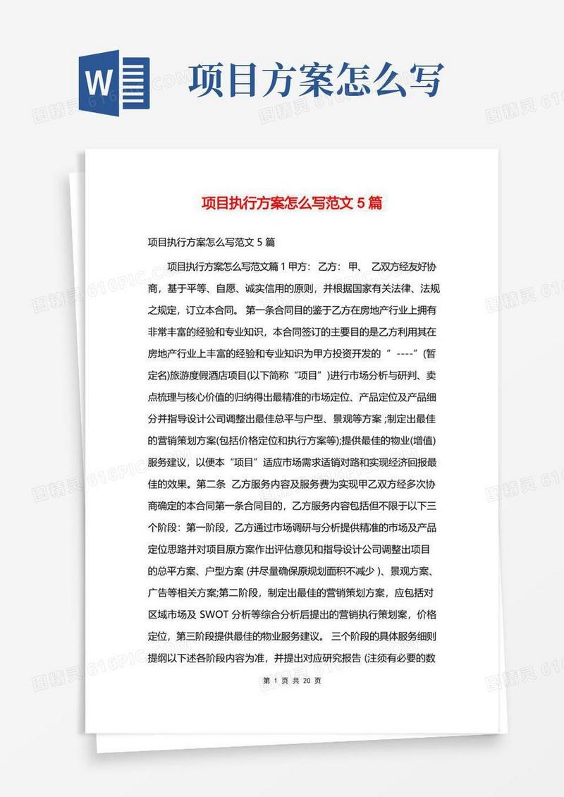 项目执行方案怎么写范文5篇