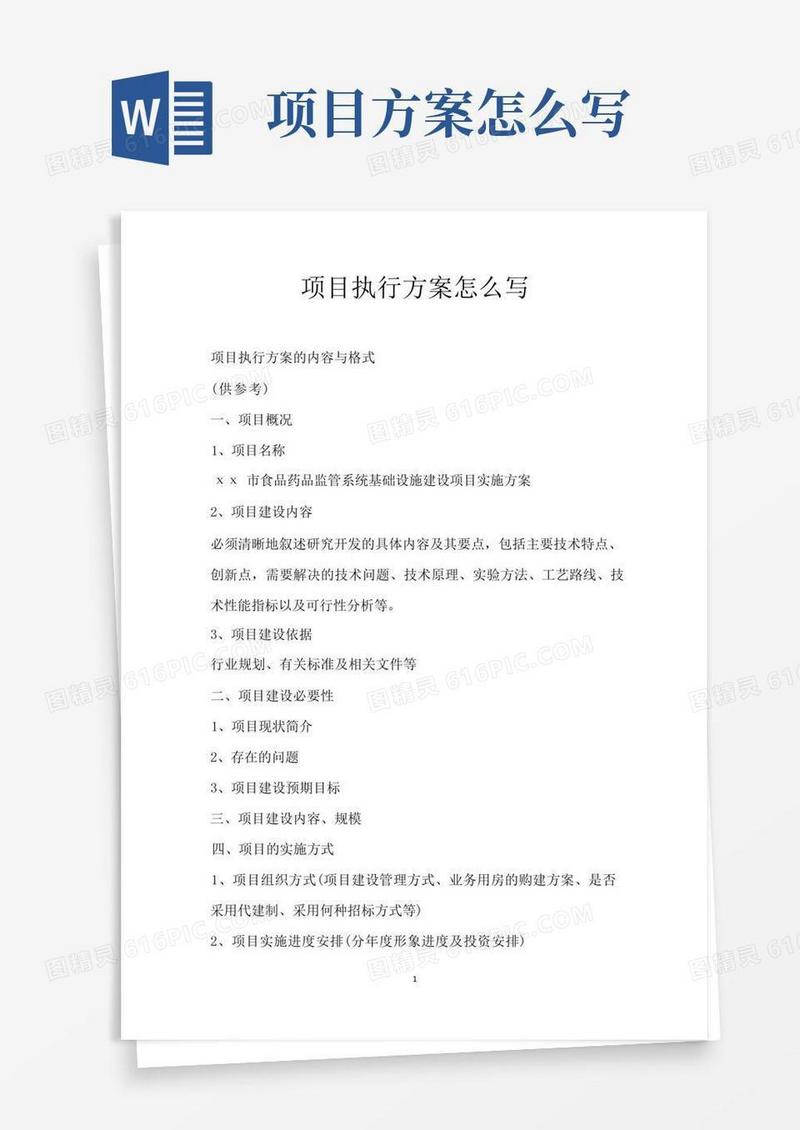 项目执行方案怎么写