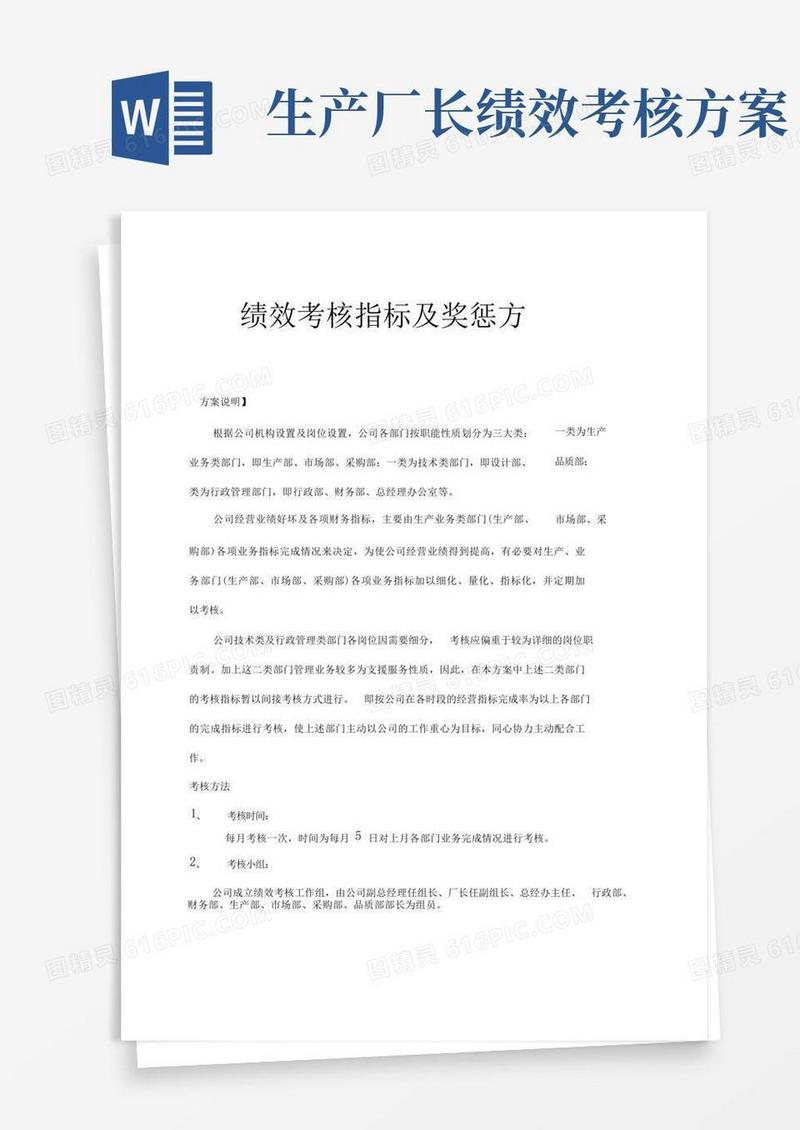 绩效考核指标及奖惩方案