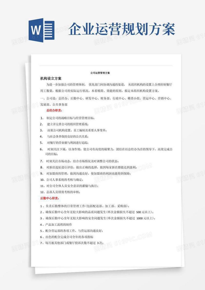 (完整版)公司运营管理方案