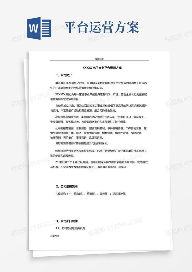 电子商务平台运营方案设计设计