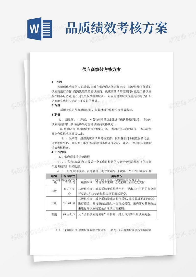 供应商绩效考核方案