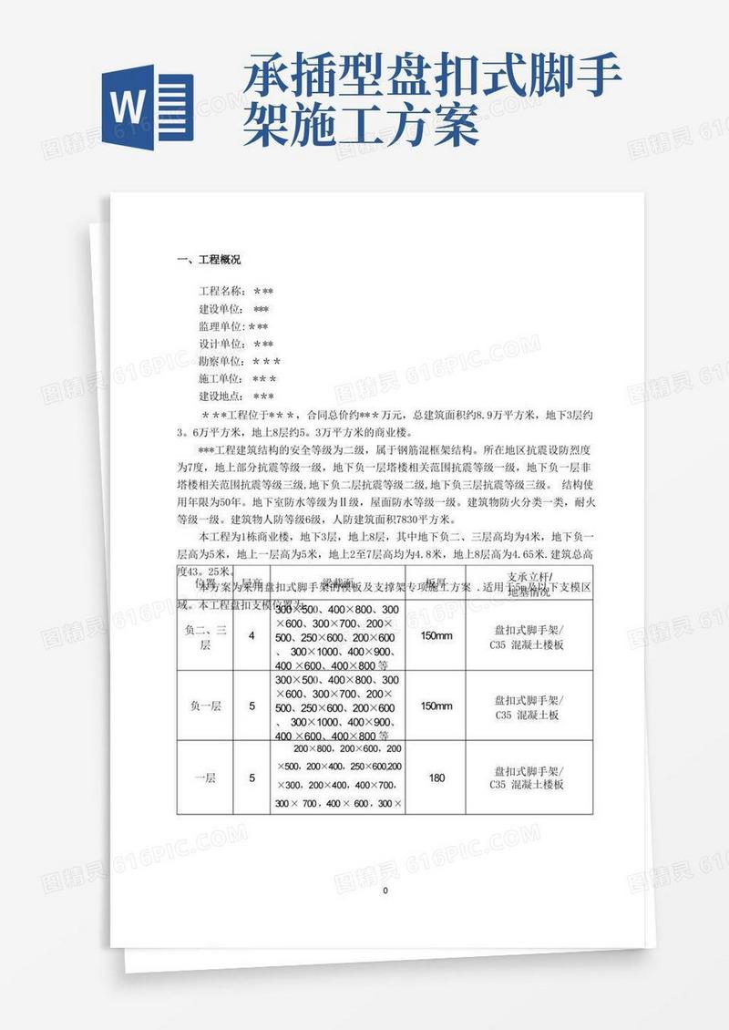 盘扣式脚手架模板及支撑架专项施工方案