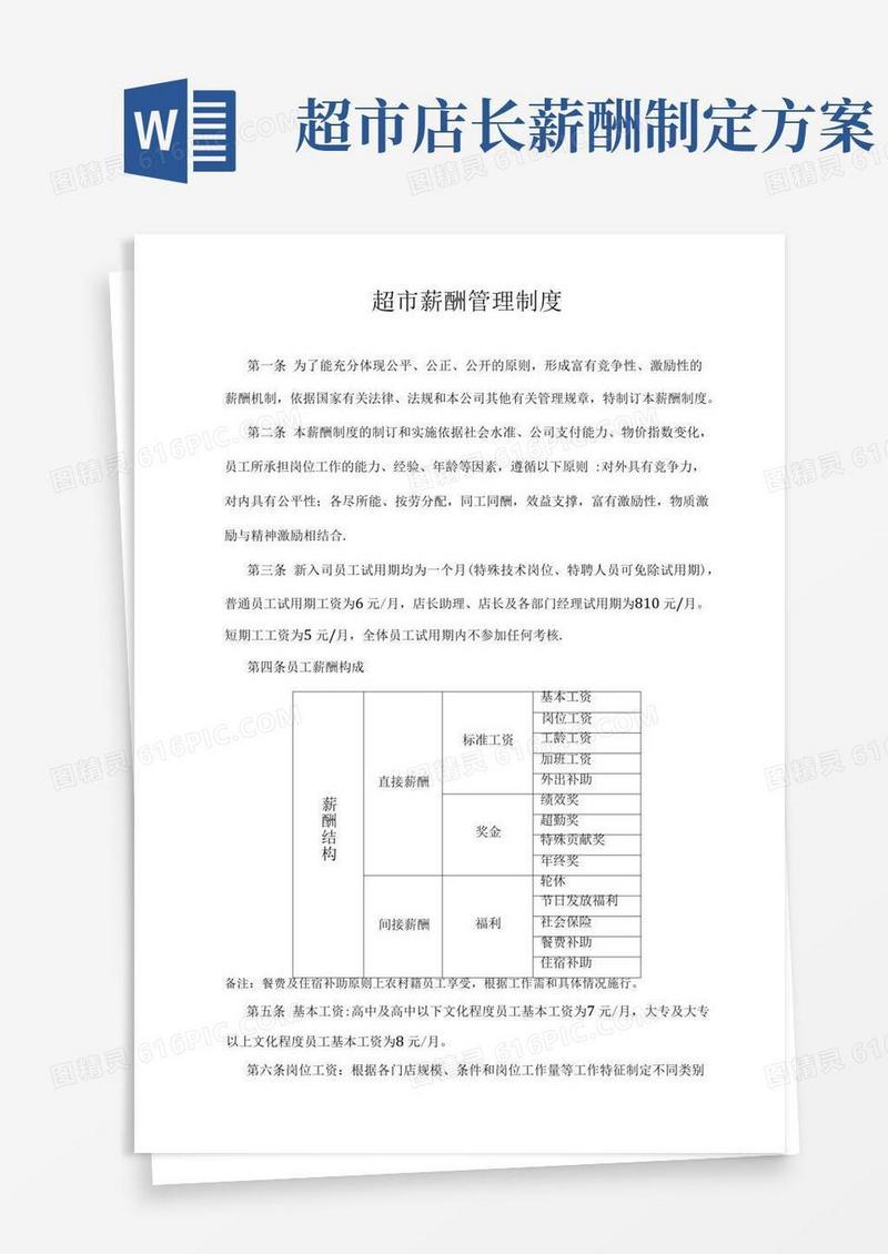 超市薪酬管理制度-(1)