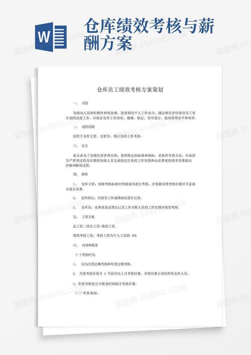 企业仓库员工绩效考核方案策划