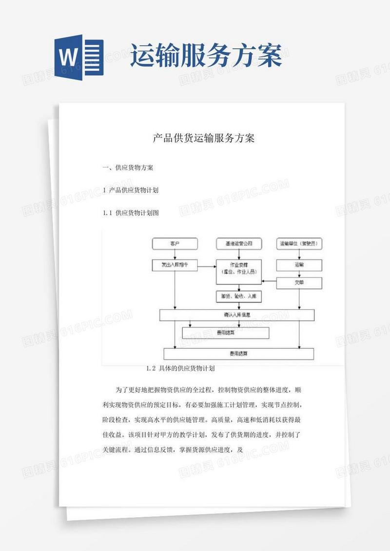 产品供货运输服务方案