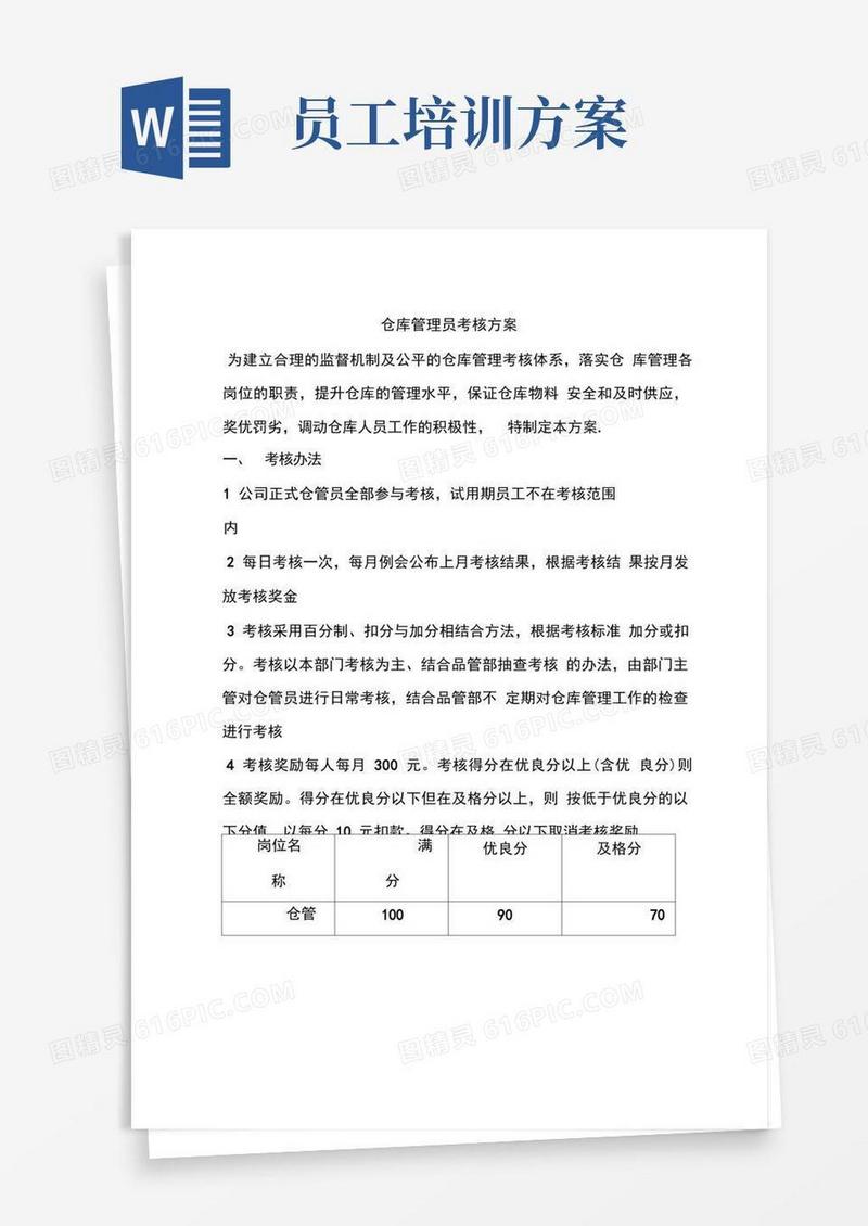 仓管员绩效考核方案