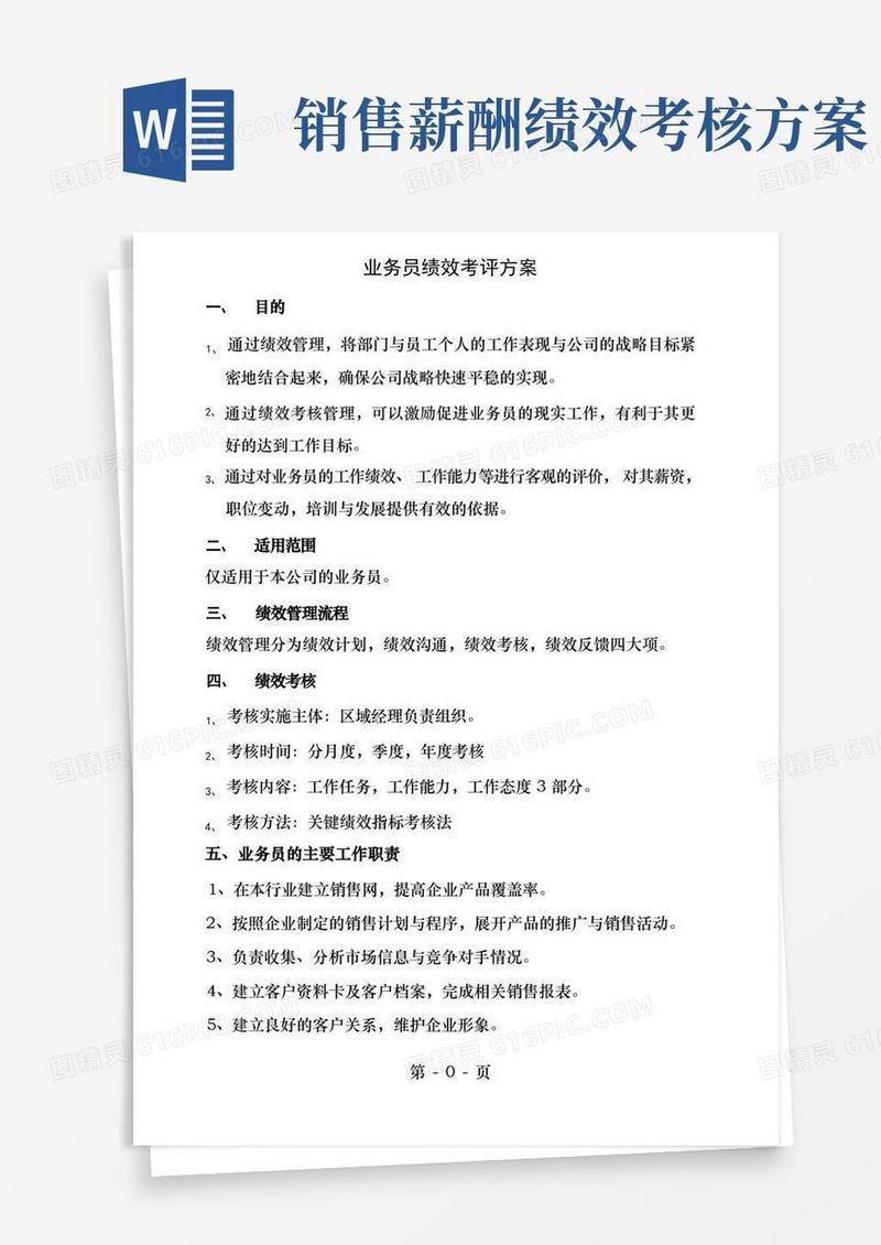 业务员薪酬方案业绩考核及业绩红线